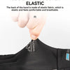 Close-up of black ice silk fabric gloves showing the elastic back and finger texture.