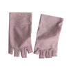 A pair of mauve women's thin stretch elastane gloves shown flat.