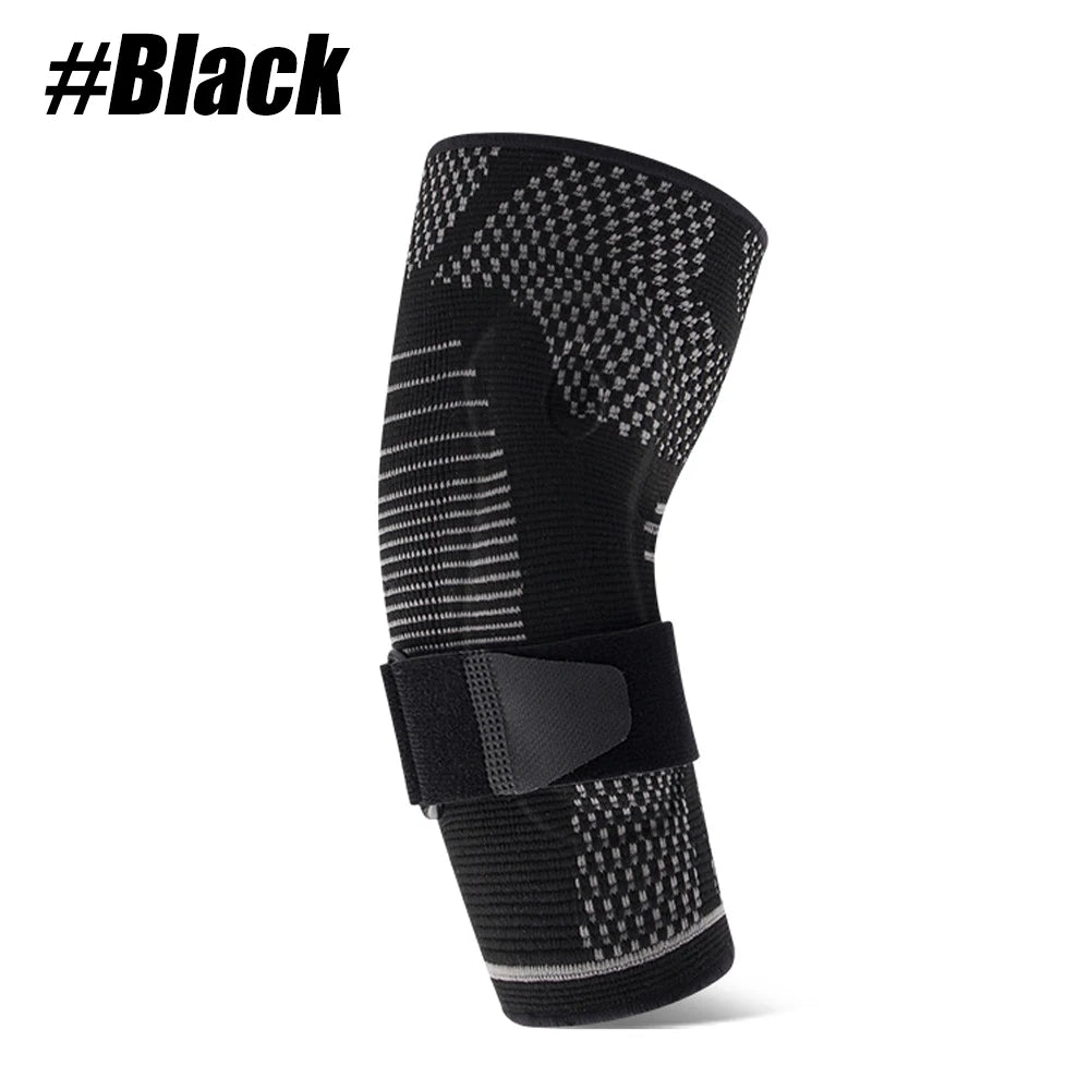 Manche de compression noire avec tricot texturé et rembourrage stabilisateur noir pour le soutien articulaire