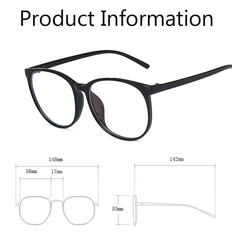 Women's Round Frame Blue Light Blocking Myopia Glasses