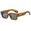 Brown leopard print square sunglasses with tortoiseshell frames
