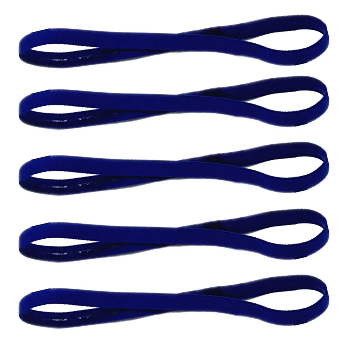 Five elastic silicone sports headbands in royal blue