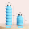 A set of stacked blue silicone water bottles, showing different sizes like 500ml and 225ml.