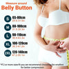 A woman demonstrates the sizing of a belly button for an orthopedic lumbar support belt.