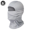 A light gray breathable mesh balaclava face mask shown on a mannequin head.