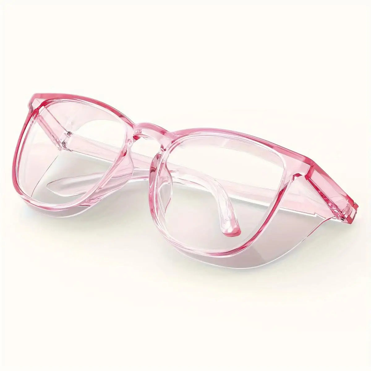 Rosa durchsichtige Anti-Fog-Schutzbrille mit durchscheinendem Rahmen und klaren Linsen
