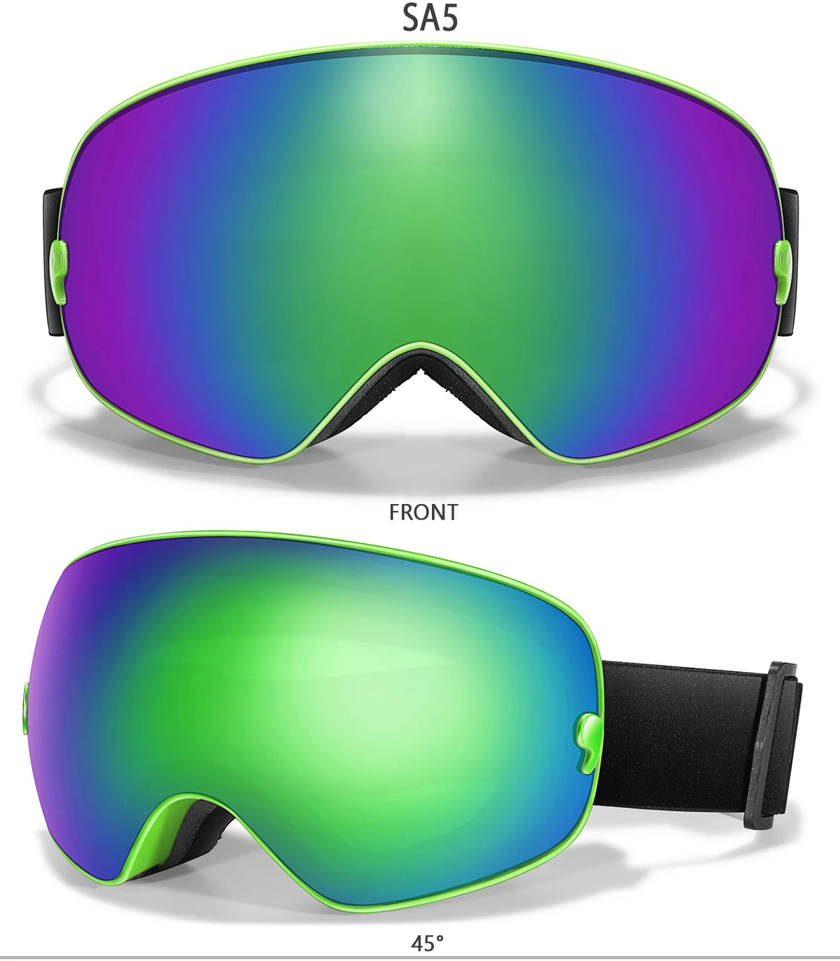 Outdoor Ski Goggles with Protective Case and Anti-Fog Lenses
