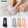 A set of five pairs of ultra-thin invisible boat socks shown in various colors and styles.