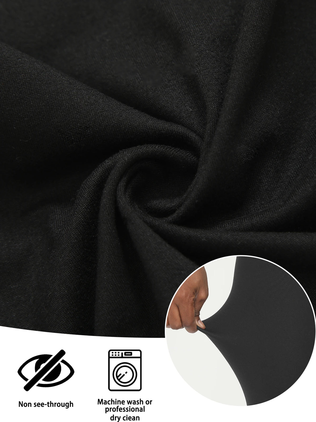 Schwarze, hochtaillierte Capri-Leggings mit Taschen in drapierter Stoff und Pflegeanweisungen