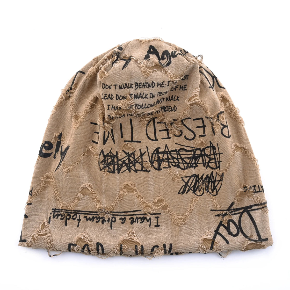 Vintage Letter Print Beanie Hat with Fleece Lining