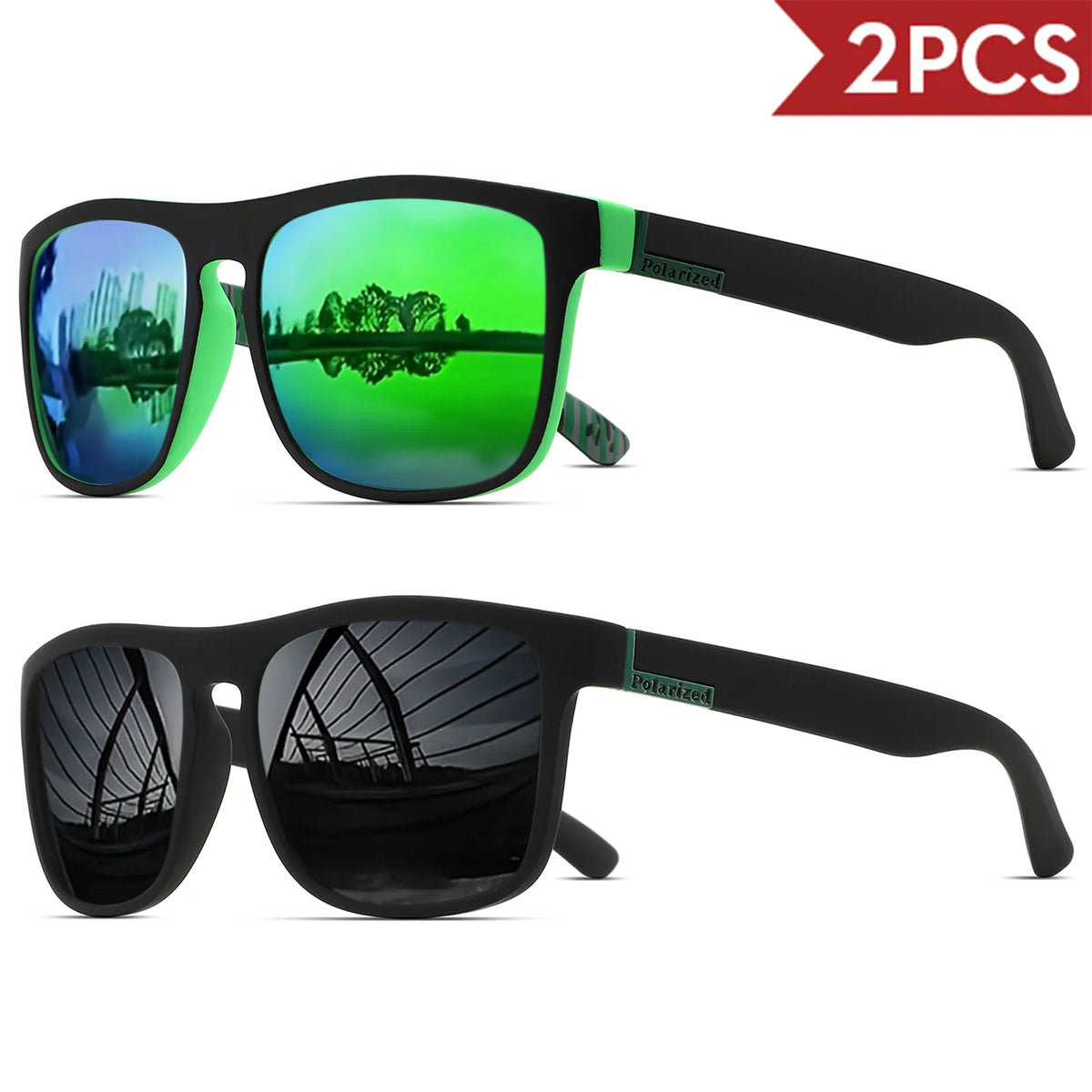 Classic Square Polarized Sunglasses - UV400 Protection for Driving, Fishing & Cycling