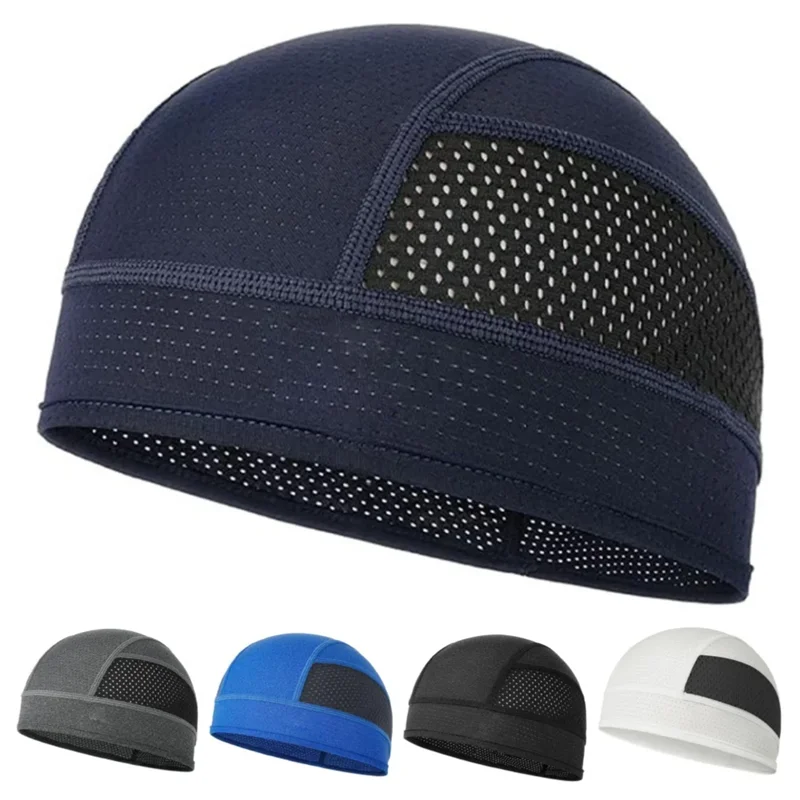 Casco de ciclismo interior azul oscuro transpirable, visto desde arriba y lado, con varias opciones de color.