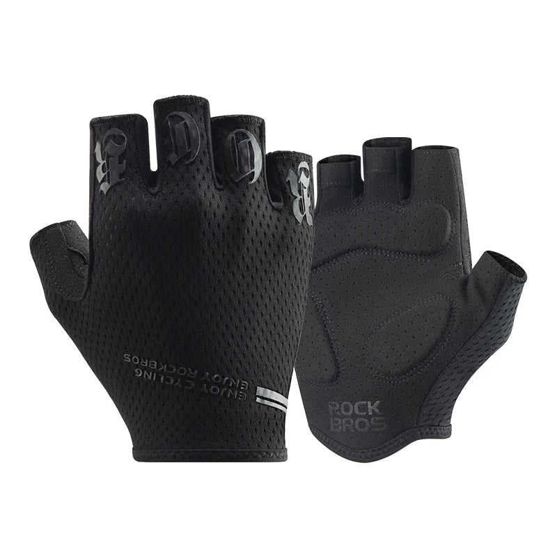 A pair of black breathable cycling gloves for mountain biking riding