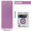 Emballage de serviette violette Cool présentant une serviette en microfibre violette avec un logo circulaire.
