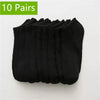 Zehn Paar schwarze, atmungsaktive Polyester-Baumwoll-dünne Socken für Herren.