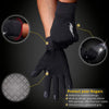 Black touchscreen gloves with reflective material design and silicone grip for winter sports