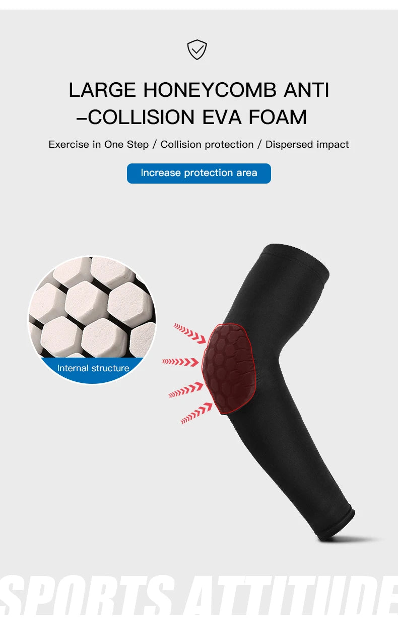Black honeycomb anti-collision EVA foam elbow support sleeve for sports