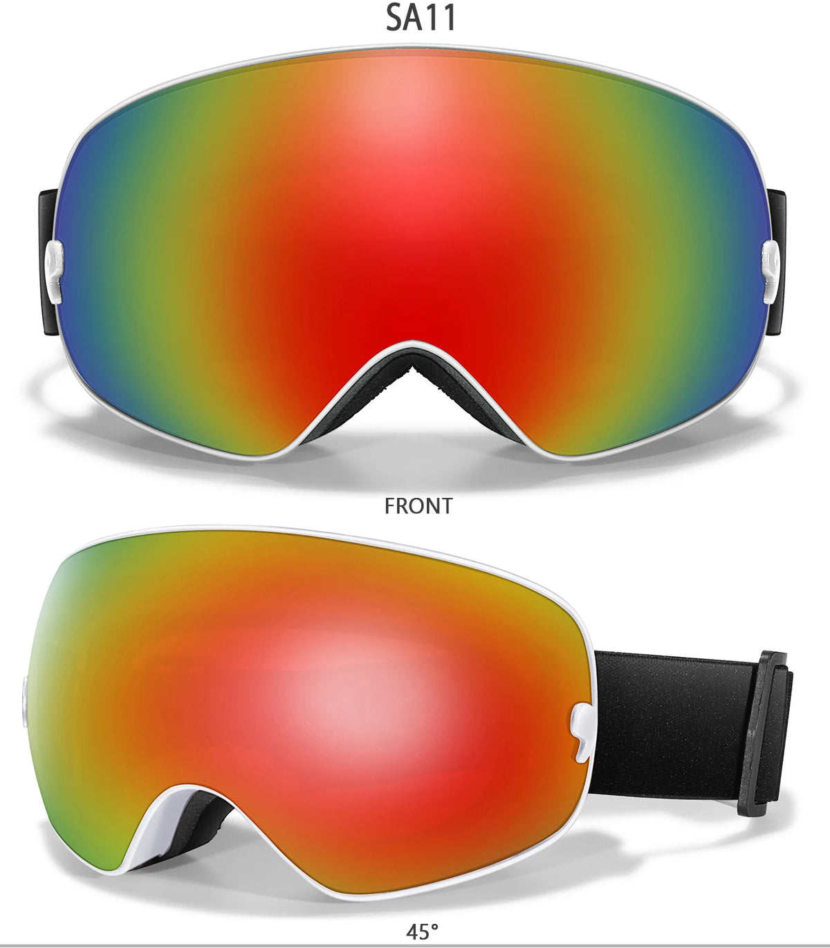 Outdoor Ski Goggles with Protective Case and Anti-Fog Lenses