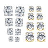 A collection of magnetic cubic zirconia stud earrings in various sizes and settings.