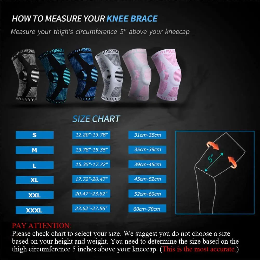 Diagram showing how to measure thigh circumference above the kneecap for selecting a knee brace size chart