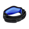 Black wrist brace with a blue padded support for tennis elbow pain relief