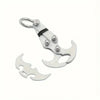 Stainless steel folding grappling hook with a spring-loaded jaw and a curved hook blade.
