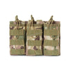 A pair of olive green tactical magazine pouches designed for plate carriers.