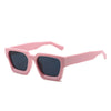 Pink retro square frame sunglasses with dark lenses
