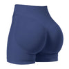 Short de yoga sans couture taille haute bleu marine, vue de dos.