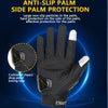 Black anti-slip palm side palm protection gloves shown with a close-up of the palm area