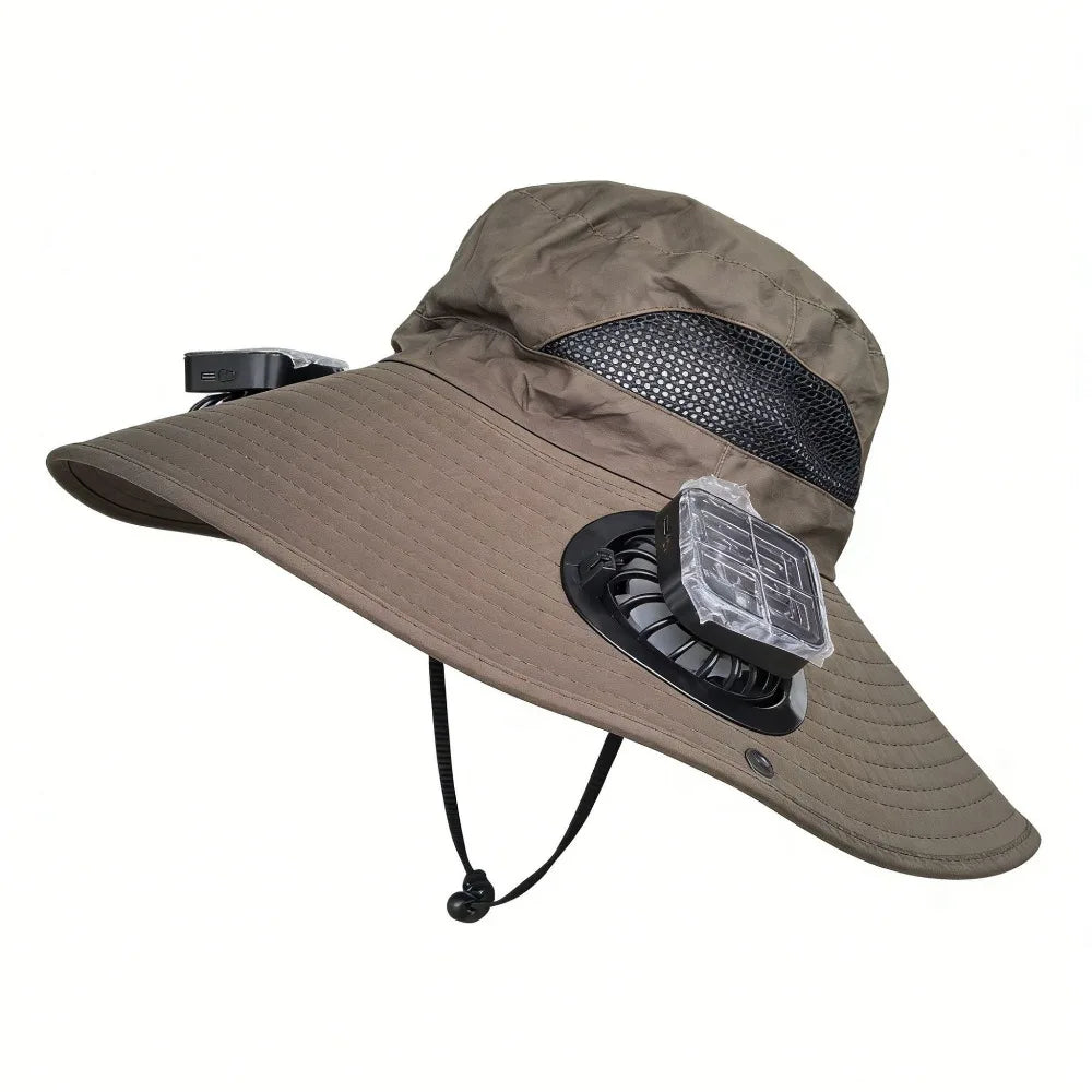Solar-Powered Cooling Fan Hat with UV Protection