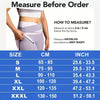 A woman demonstrates how to measure for an adjustable lower back pain support belt