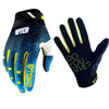 A pair of black and blue durable riding gloves for motorcycle and off-road sports