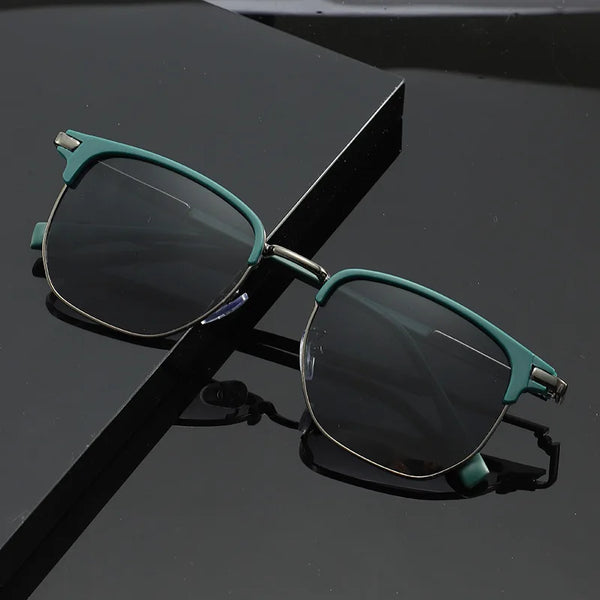Vintage Half-Frame Sunglasses with UV400 Protection