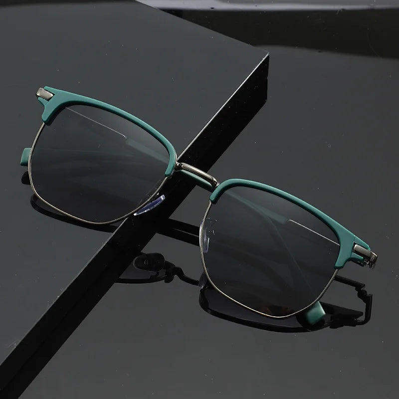 Vintage Half-Frame Sunglasses with UV400 Protection