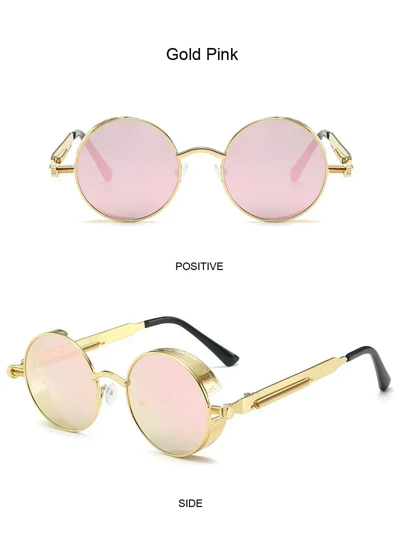 Retro Round Metal Sunglasses with UV400 Protection