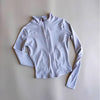 White long-sleeved quick-dry yoga and fitness jacket with a full zip collar