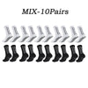 A set of ten pairs of white athletic grip socks for multi-sport use.