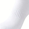 A close-up view of a white, knitted ankle sock.