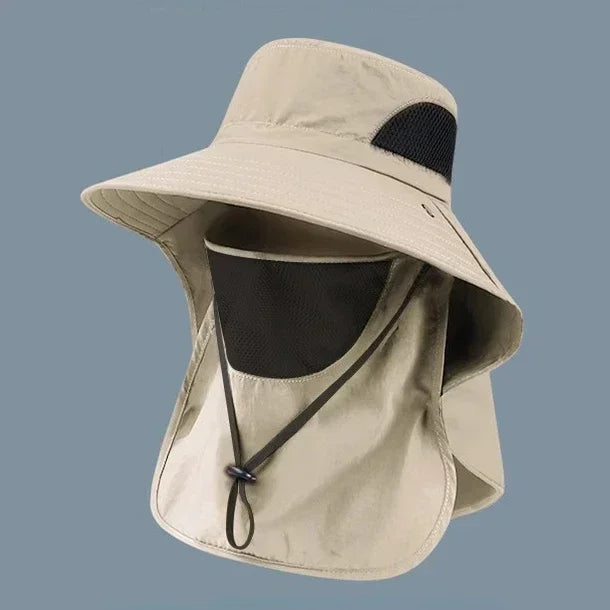 Wide Brim Bucket Hat with Neck Protection