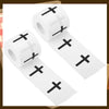 Rolls of white athletic tape with black crosses for sport and support