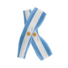 Light blue and white striped arm sleeves featuring a sun emblem design.