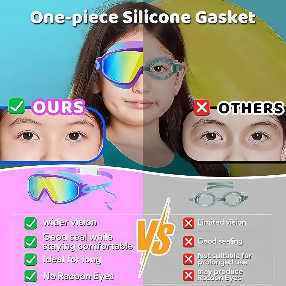 A comparison showing a silicone gasket product with features like wider vision, good seal, and suitability for long use versu