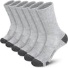 A pack of six gray men's outdoor gym football socks displayed vertically.