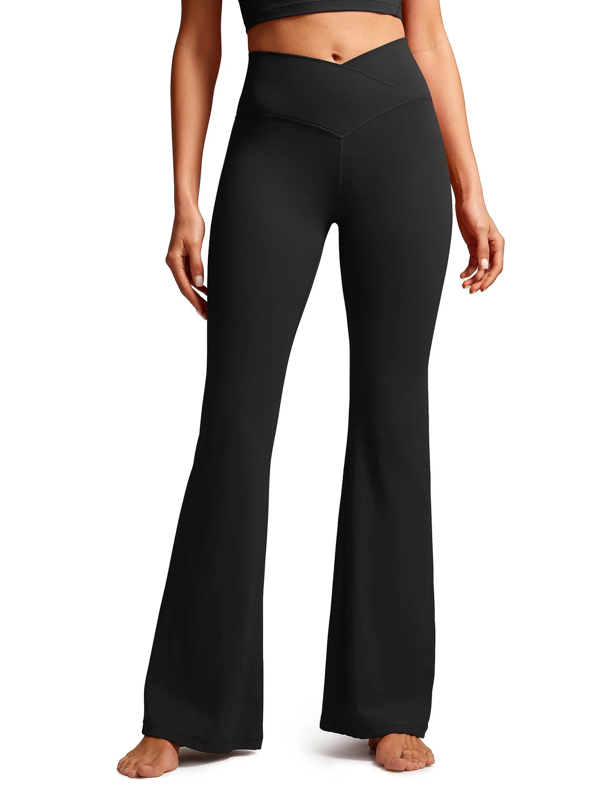 High-Waist Crossover Flare Yoga Leggings