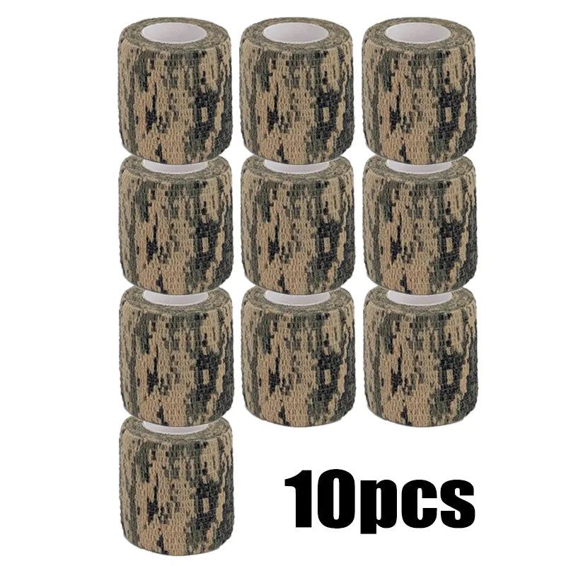 Diez rollos de vendas elásticas de camuflaje para deportes y caza