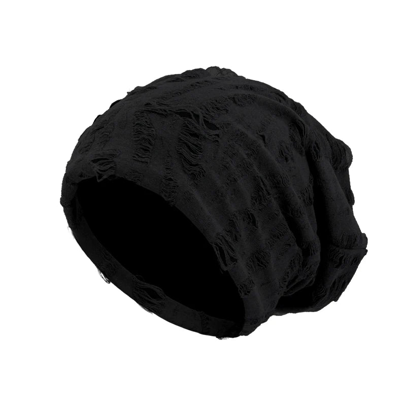 Retro Ripped Slouchy Beanie – Vintage Hip-Hop Skull Cap