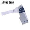 A white and blue gray adjustable shoulder support brace for rotator cuff relief.