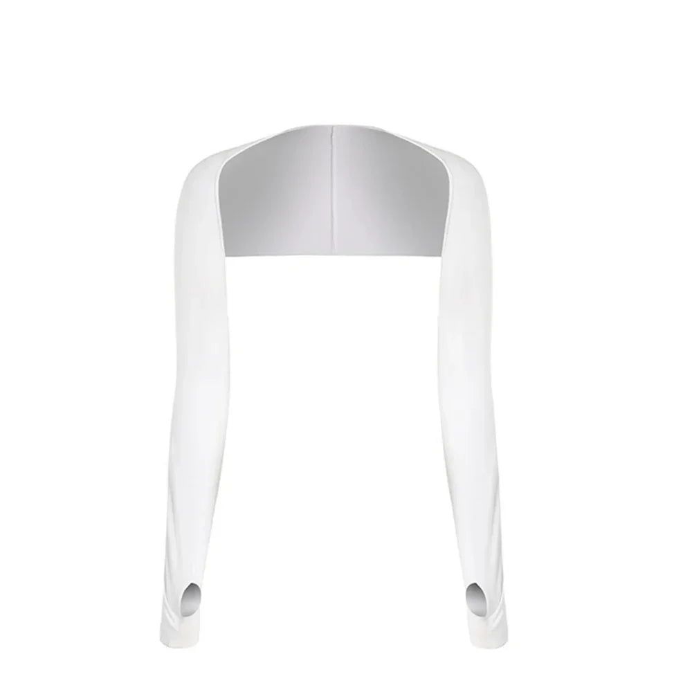 White ice silk sun protection arm sleeves displayed on a white background.