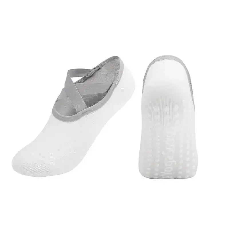 White silicone anti-slip socks for pilates and yoga